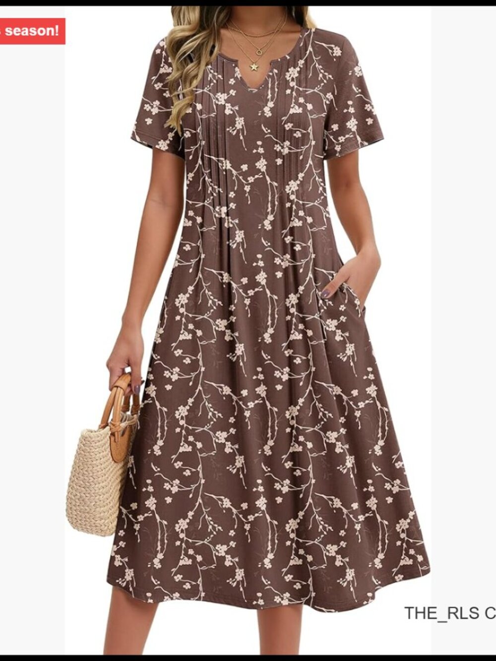 Polyester Spandex Casual Midi Dress with Pockets Pleated A-Line